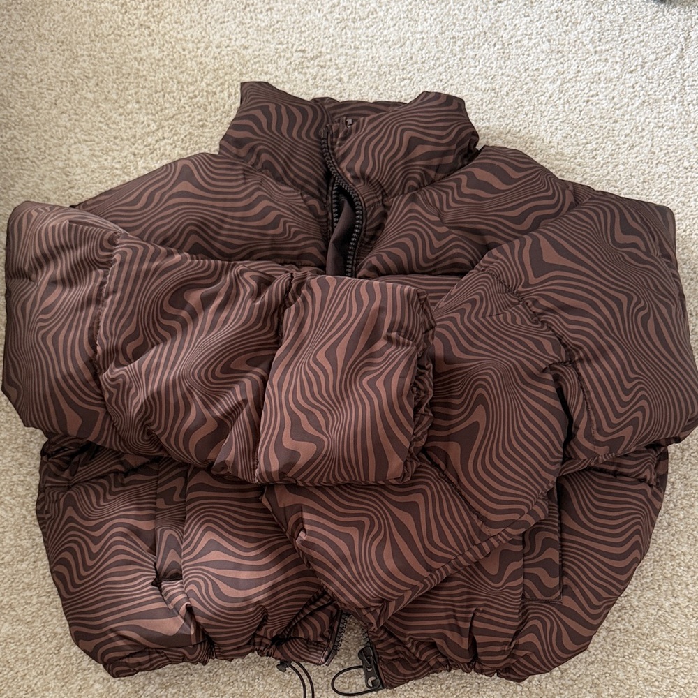 H&M Brown Crop Puffer Jacket